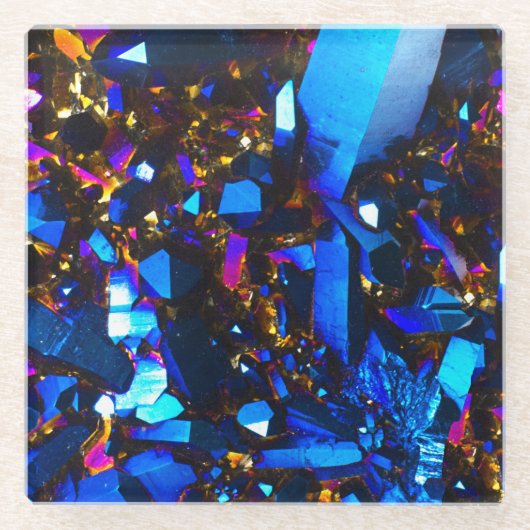 Titanium Cobalt Blue Quartz Glazen Onderzetter (Voorkant)