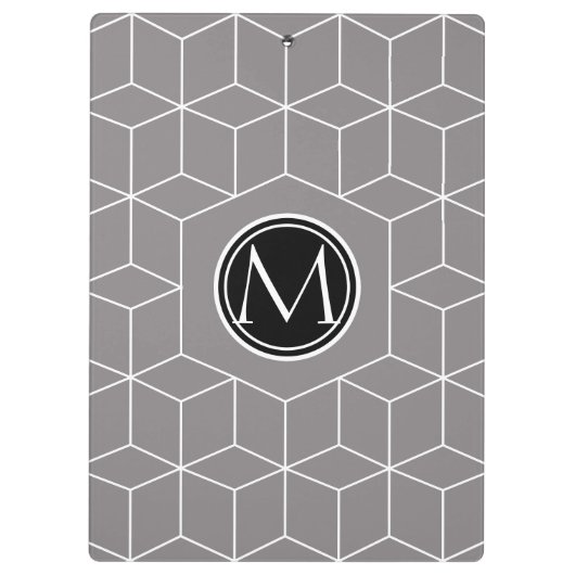 Titanium Cube Pattern en Monogram Klembord (Achterkant)