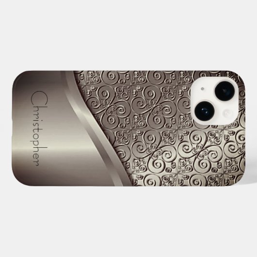 Titanium gepolijst goud radiale metalen iphone 15 Case-Mate iPhone case (Achterkant (horizontaal))