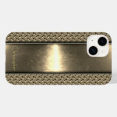 Titanium gepolijst goud radiale metalen iphone 15 Case-Mate iPhone case (Achterkant (horizontaal))
