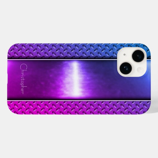Titanium gepolijst violette radiale metalen iphone Case-Mate iPhone case (Achterkant (horizontaal))