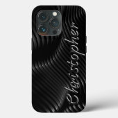 Titanium gepolijst zilver en zwart radiaal metaal Case-Mate iPhone case (Achterkant)