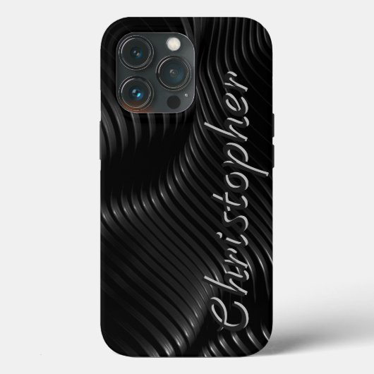 Titanium gepolijst zilver en zwart radiaal metaal Case-Mate iPhone case (Achterkant)