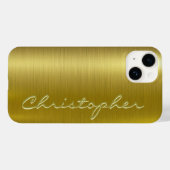 Titanium Goud Glanzend Roestvrij Staal Metaal 15 Case-Mate iPhone Case (Achterkant (horizontaal))