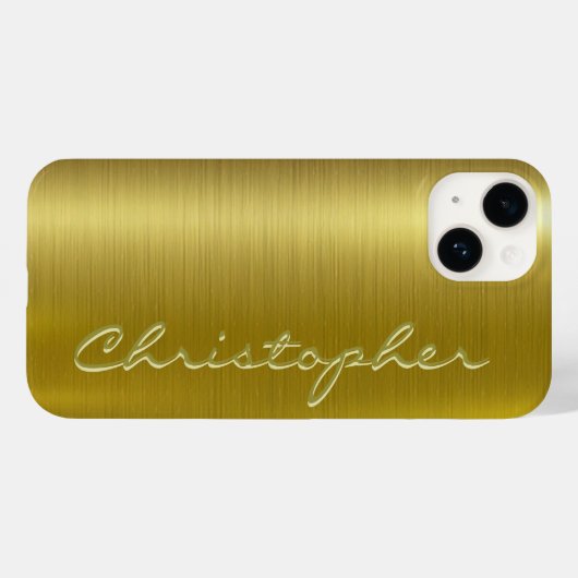 Titanium Goud Glanzend Roestvrij Staal Metaal 15 Case-Mate iPhone Case (Achterkant (horizontaal))