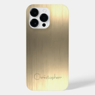 Titanium Goud Roestvrij staal Print iPhone 14 Pro Max Hoesje
