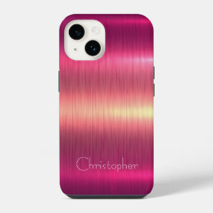 Titanium roze en zilver roestvrij staal print 15 iPhone 14 hoesje