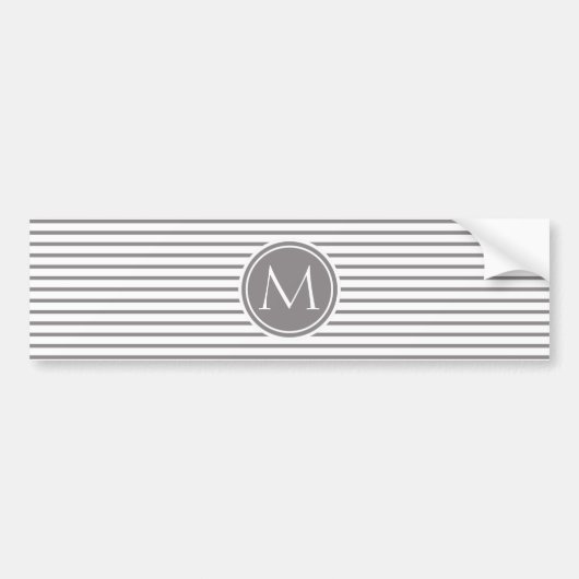 Titanium Thin Stripes Patroon en Monogram Bumpersticker (Voorkant)