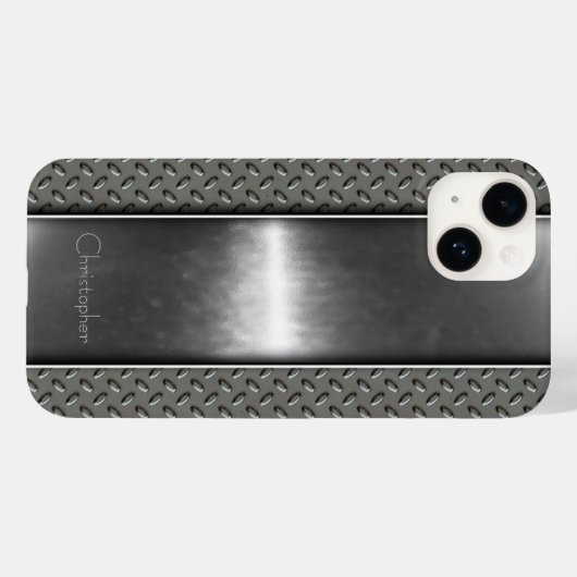 Titanium Zilver Roestvrij Staal Print iphone 15 Case-Mate iPhone Case (Achterkant (horizontaal))