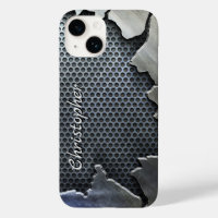 Titanium Zilver Roestvrij Staal Print iphone 15