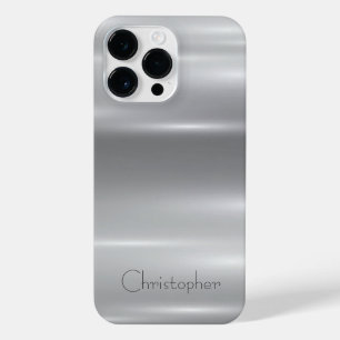 Titanium Zilver Roestvrij staal Print iPhone 14 Pro Max Hoesje