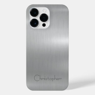 Titanium Zilver Roestvrij staal Print iPhone 14 Pro Max Hoesje