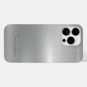 Titanium Zilver Roestvrij staal Print iPhone Hoesje (Achterkant horizontaal)