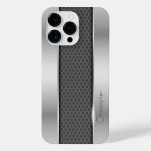 Titanium Zilver Roestvrij staal Print iPhone 14 Pro Max Hoesje