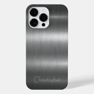 Titanium Zilver Roestvrij staal Print iPhone 14 Pro Max Hoesje