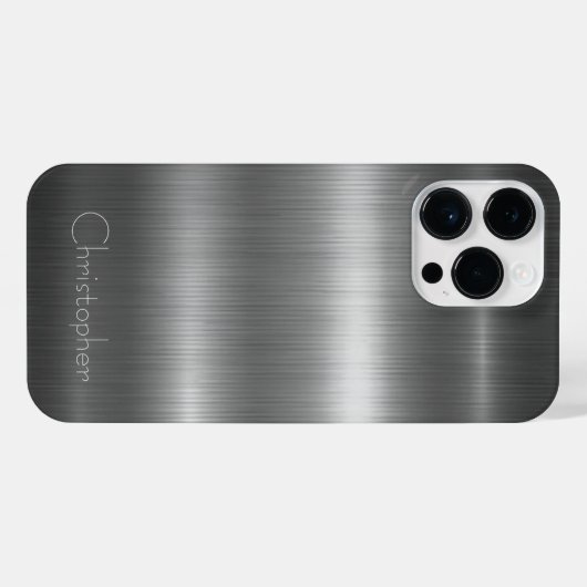 Titanium Zilver Roestvrij staal Print iPhone Hoesje (Achterkant horizontaal)