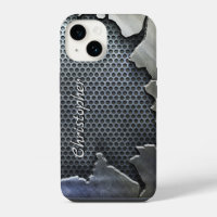 Titanium Zilver RVS Print iphone 15