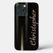 Titanium zwart en goud Roestvrij staal Print Case-Mate iPhone Case (Achterkant)