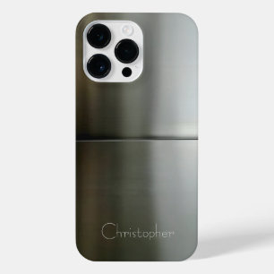 Titanium Zwart Zilver Roestvrij staal Print iPhone 14 Pro Max Hoesje