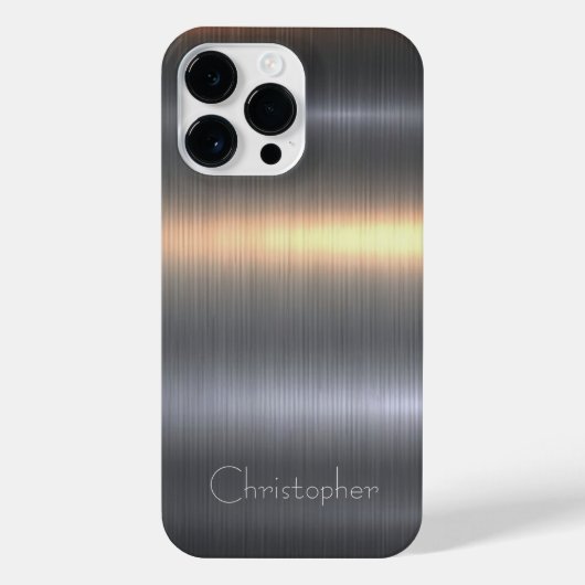 Titanium Zwart Zilver Roestvrij staal Print iPhone Hoesje (Achterkant)