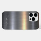 Titanium Zwart Zilver Roestvrij staal Print iPhone Hoesje (Achterkant horizontaal)