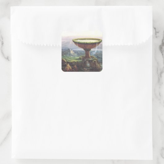 Titan's Goblet beroemd gemaakt door Thomas Cole Vierkante Sticker (Tas)