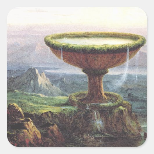 Titan's Goblet beroemd gemaakt door Thomas Cole Vierkante Sticker (Voorkant)