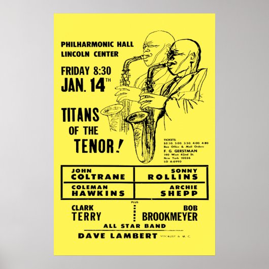Titans of Tenor in het Lincoln Center Poster (Voorkant)
