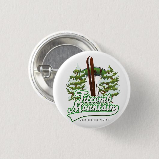 Titcomb Mountain Farmington Maine Ski Ronde Button 3,2 Cm (Voorkant /achterkant)