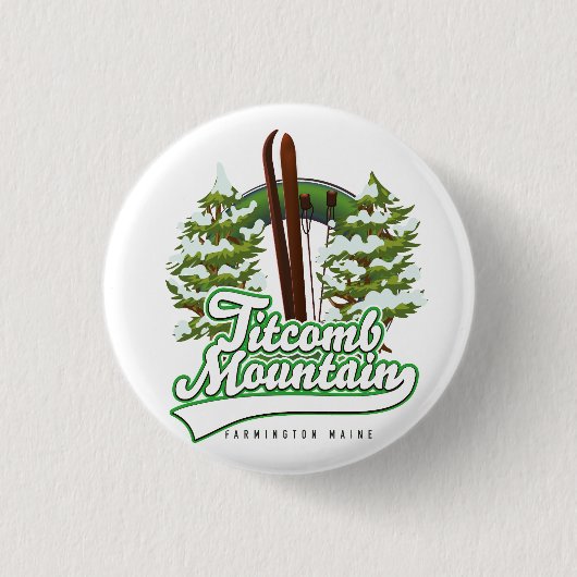 Titcomb Mountain Farmington Maine Ski Ronde Button 3,2 Cm (Voorkant)