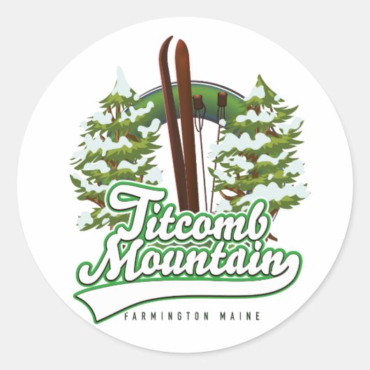 Titcomb Mountain Farmington Maine Ski Ronde Sticker (Voorkant)