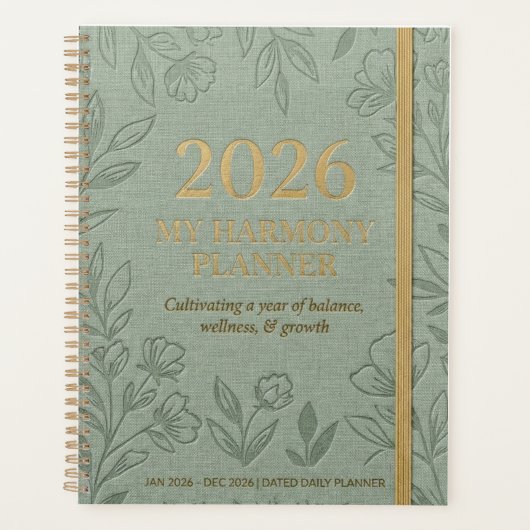Titel: 2026 Mijn Harmonie Dagplanner | Salie Bloem Planner (Voorkant)