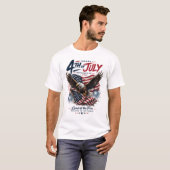 Titel: 4 juli Witkoparend Patriottisch T-shirt (Voorkant volledig)