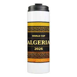 TITEL: Algerijnse Voetbalfan 2026 Zwart Goud Luxe Thermosbeker