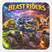 Titel beest Rijder squad zes pack premium monster Vierkante Sticker (Voorkant)