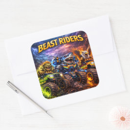 Titel beest Rijder squad zes pack premium monster Vierkante Sticker