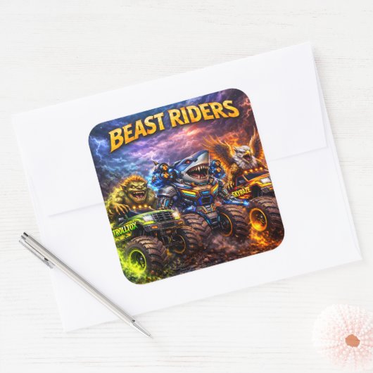 Titel beest Rijder squad zes pack premium monster Vierkante Sticker (Envelop)