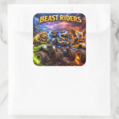 Titel beest Rijder squad zes pack premium monster Vierkante Sticker (Tas)