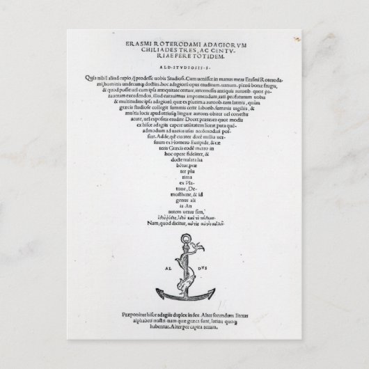 Titel bladzijde van de Leeftijd van het Erasmus-pr Briefkaart (Voorkant)