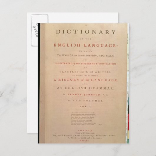 Titel bladzijde van deel I van het Engels Briefkaart (Voorkant / Achterkant)