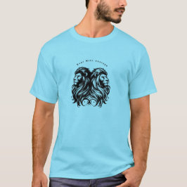 Titel: Blauw T-shirt met Twin Lions en 'Roar with