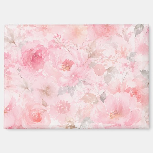 Titel Blush Bloom Watercolor Bloemen Magneet (Voorkant)
