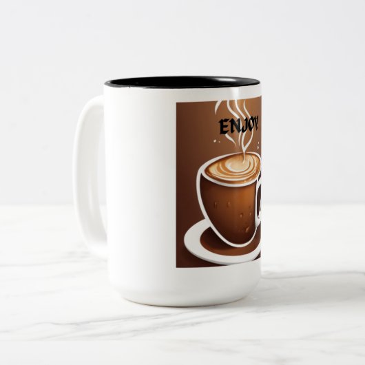 Titel: "Brewed Impressions: Verhoog uw slok met Tweekleurige Koffiemok (Voorkant links)