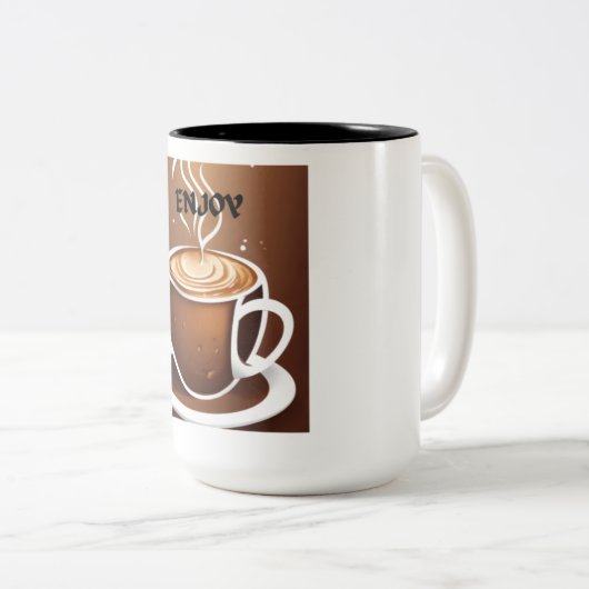 Titel: "Brewed Impressions: Verhoog uw slok met Tweekleurige Koffiemok (Voorkant rechts)