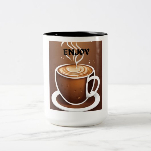 Titel: "Brewed Impressions: Verhoog uw slok met Tweekleurige Koffiemok (Center)