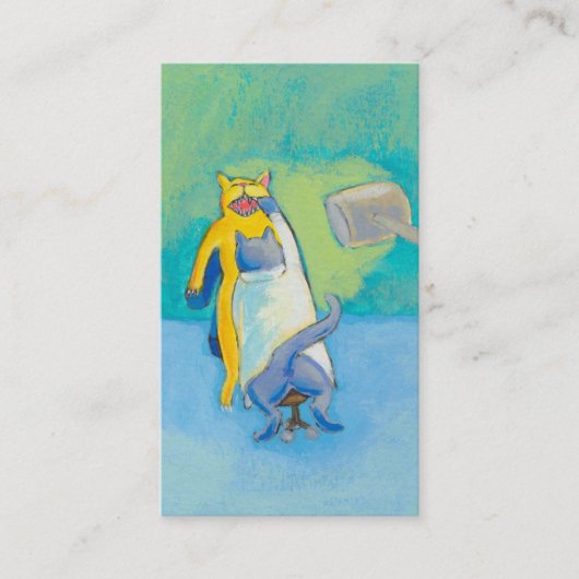 Titel: Cat Dentist - uniek whimsical GEPERSONALISE Visitekaartje (Voorkant)