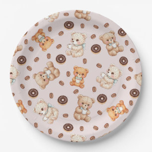 Titel Cute Coffee en Donuts Beer Naadloos Patroon Papieren Bordje