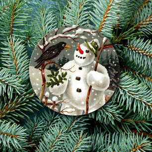 titel: de heren Snowman en Crow Ronde Sticker