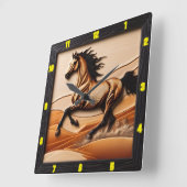 Titel: Desert Sprint gesneden hout Arabische uurwe Vierkante Klok (Hoek)