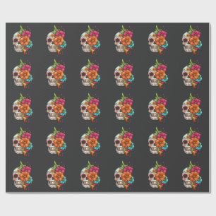 Titel: Día de los Muertos Bloemenschedel Cadeaupapier